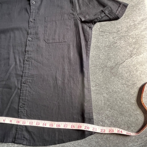 Saks Fifth Avenue (M) linen-blend short-sleeve shirt, in black. Like new. - Picture 9 of 14